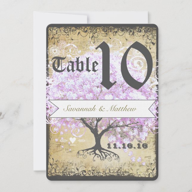 Convites Coração Folha Lavanda Árvore Vintage Casamento Pás (Frente)