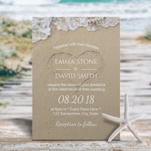 Convites Coração no Casamento da Praia de Sand Summer