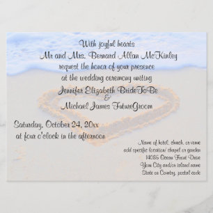 Convites Coração no casamento de praia da areia