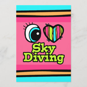 Convites Coração Olho Brilhante Eu Adoro Skydiving