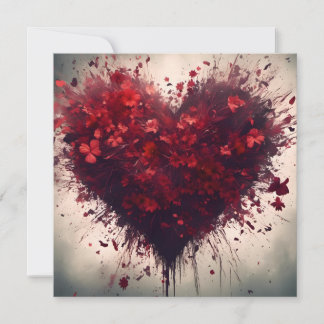 Convites Coração Preenchido com Flores Vermelhas Queimadas