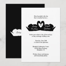 Coração Preto e Branco & Cisnes Casamento Moderno 