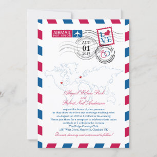 Convites Coração Reino Unido e Missouri EUA do correio