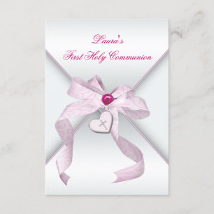 Convites Coração Rosa Cruza Garotas Rosa Primeira Comunh