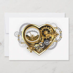Convites Coração Steampunk com Manômetro