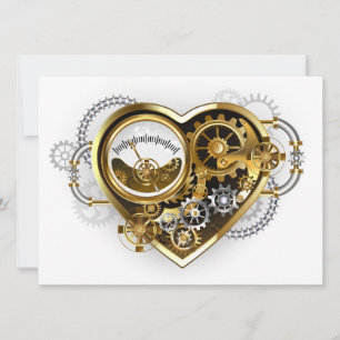Convites Coração Steampunk com Manômetro