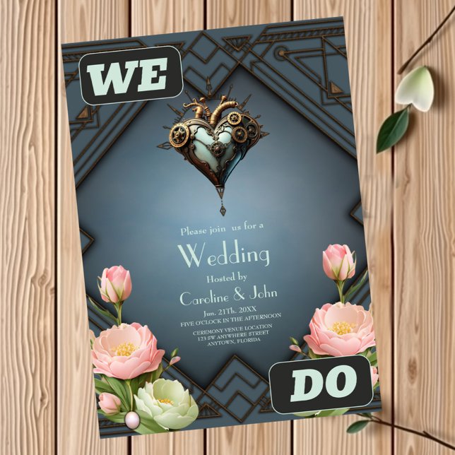 Convites Coração steampunk fascinante (Criador carregado)