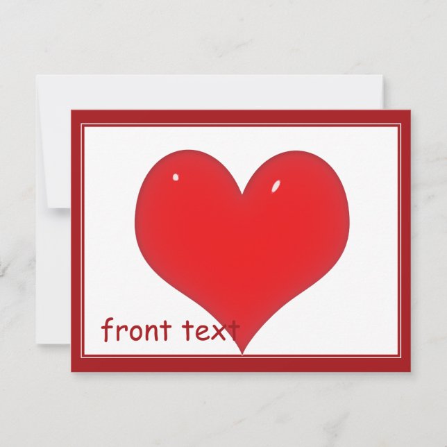 Convites Coração Vermelho Brilhante (Adicionar Seu Texto) (Frente)