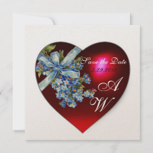 Convites CORAÇÃO VERMELHO & MONOGRAMA NÃO ME ESQUEÇAS Champ