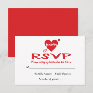 Convites Coração Vermelho RSVP Casamento Moderno, Chá de No