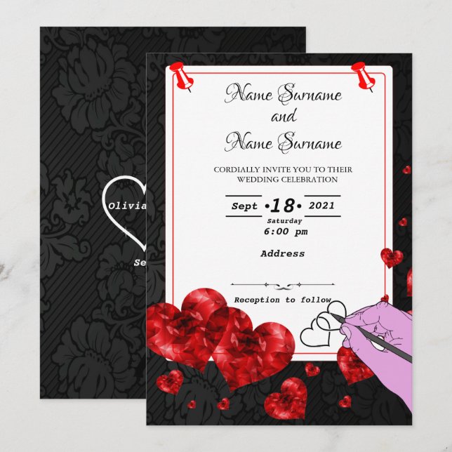 Convites Corações (Frente/Verso)