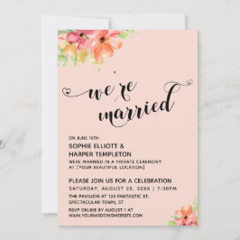 Convites Corações Casados Script Blush Boho Florais
