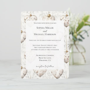 Convites Corações Cinza Creme Chic Enfeites Casamento