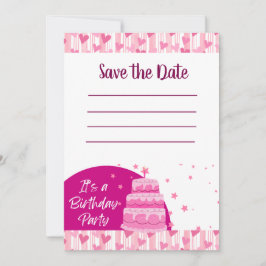 Convites Corações Cor-de-Rosa com Bolo