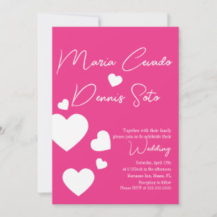 Convites Corações Cor-de-Rosa Flutuantes Casamento de Amor 