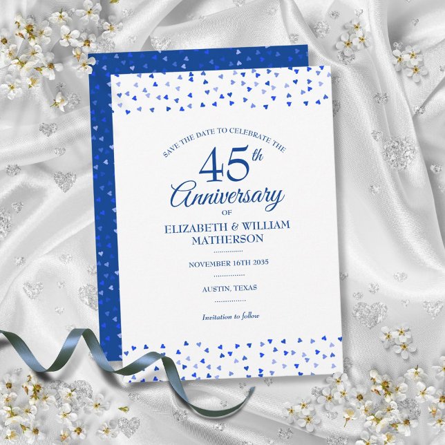 Convites Corações de amor comemorativos de aniversário de 4 (45th 65th Anniversary Love Hearts Save the Date Invitation)