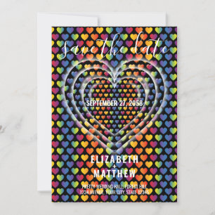 Convites Corações de Arco-Íris Minimalistas Elegantes