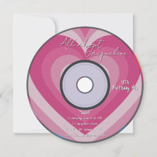 Convites Corações de Aura de Pink anos 2000 CD de Música de