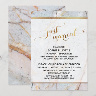 Convites Corações de Caligrafia do Recem casados Marble D