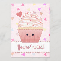 Corações de Cupcake Kawaii rosa