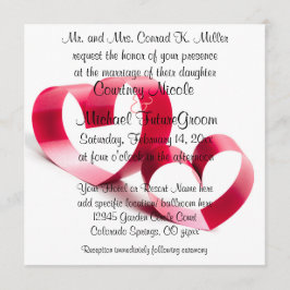 Convites Corações de Fita Vermelha