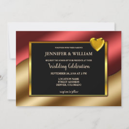 Convites Corações de ouro vermelho moderno do luxo Casament