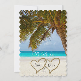 Convites corações de praia casamento noiva noivo convidados