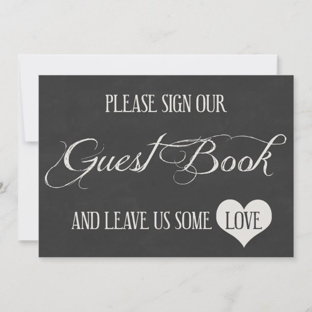 Convites Corações de Quadro de Giz Casamento | Livro de Con (Frente)