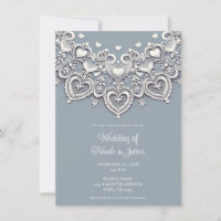 Corações de Renda Branca Charme Romântico Casament