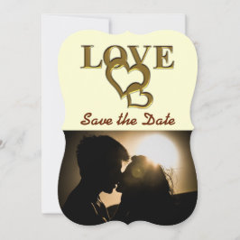 Convites Corações Dourados Românticos, Foto, Rosa vermelha