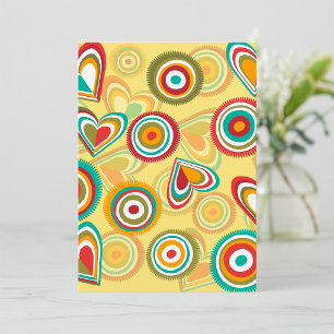 Convites Corações e Círculos de Boho Retroativo 70s Padrão 