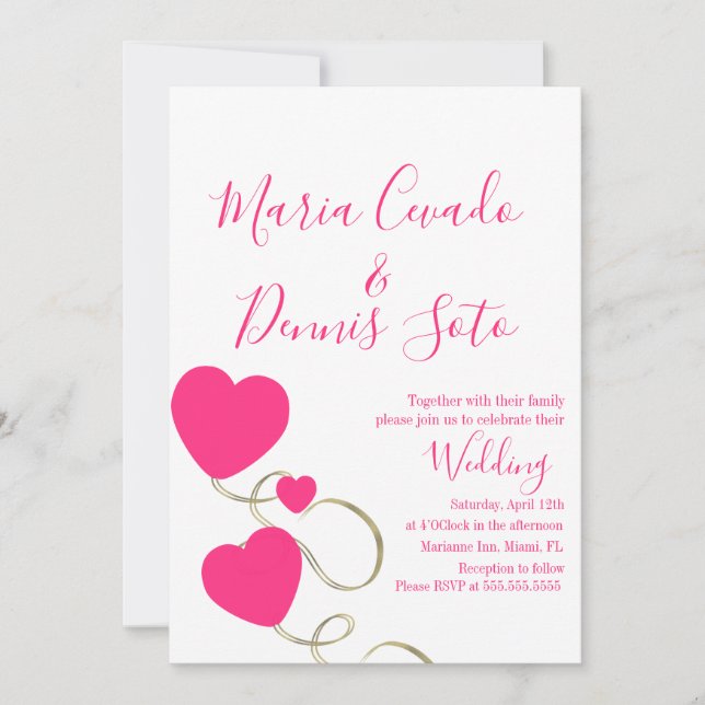 Convites Corações e Ondas Roscas Douradas Casamento (Frente)