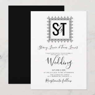 Convites Corações Elegantes & Quadro Preto Branco Casamento
