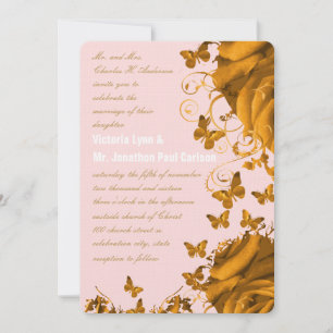 Convites Corações em Rose Gold e Rosas Casamento