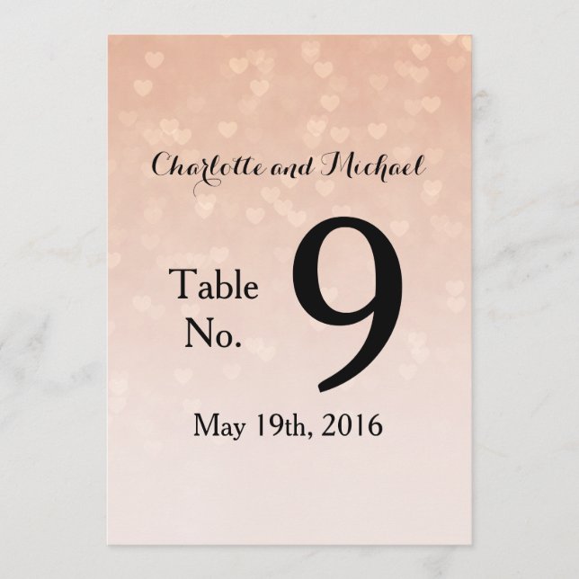 Convites Corações Espalhados Poeira Rosa Ombre (Frente)