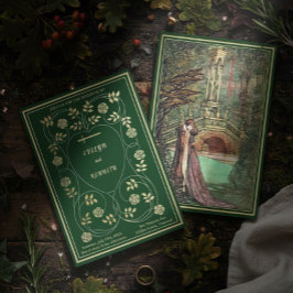 Convites Corações Florais Dourados Medievais e Casamento co