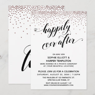 Convites Corações Happily Ever Ever Script Confetes Dourado