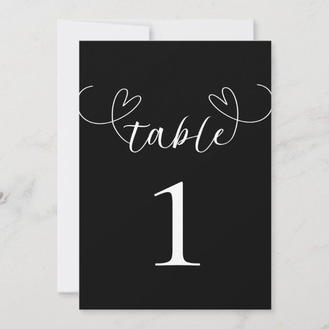 Convites Corações Modernos Número de Mesa de Casamento Pret (Frente)