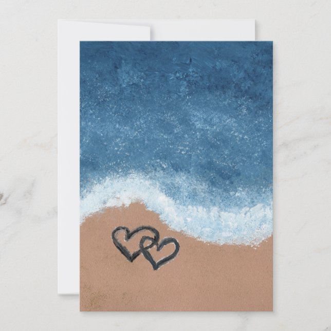 Convites Corações na Areia (Frente)