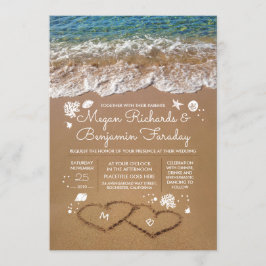Convites Corações no Casamento da Praia de Sand Summer