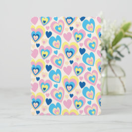 Convites Corações Pastel.