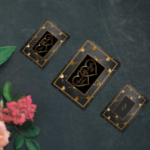 Corações Pretos e Dourados Elegantes