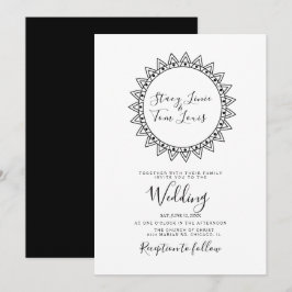 Convites Corações Quadro Circular Preto Branco Casamento