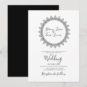 Convites Corações Quadro Circular Preto Branco Casamento