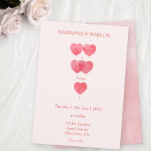 Corações Rosa Modernos '2 se tornam 1' Casamento