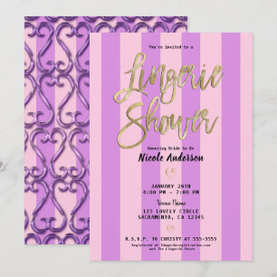 Convites Corações Torcidos Rosa Roxo Lingerie Chic Banho 