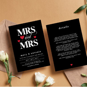 Convites Corações Vermelhos Casamento Da Sra. Lésbica Dois