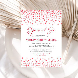 Convites Corações Vermelhos Cor-de-Rosa Moderno Sip and See