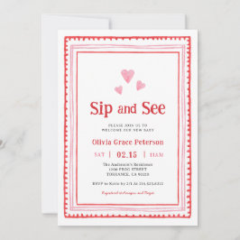 Convites Corações Vermelhos e Rosa Novo Sip Bebê e Ver