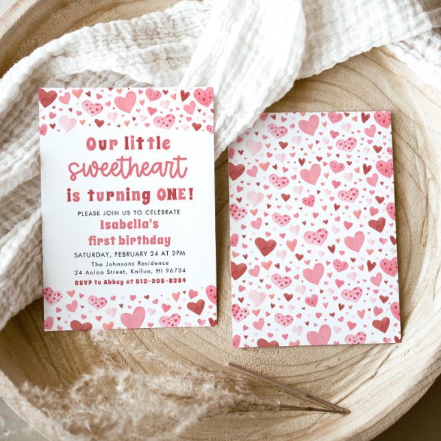 Convites Corações Vermelhos Rosa Pequeno Querido Primeiro A (Criador carregado)